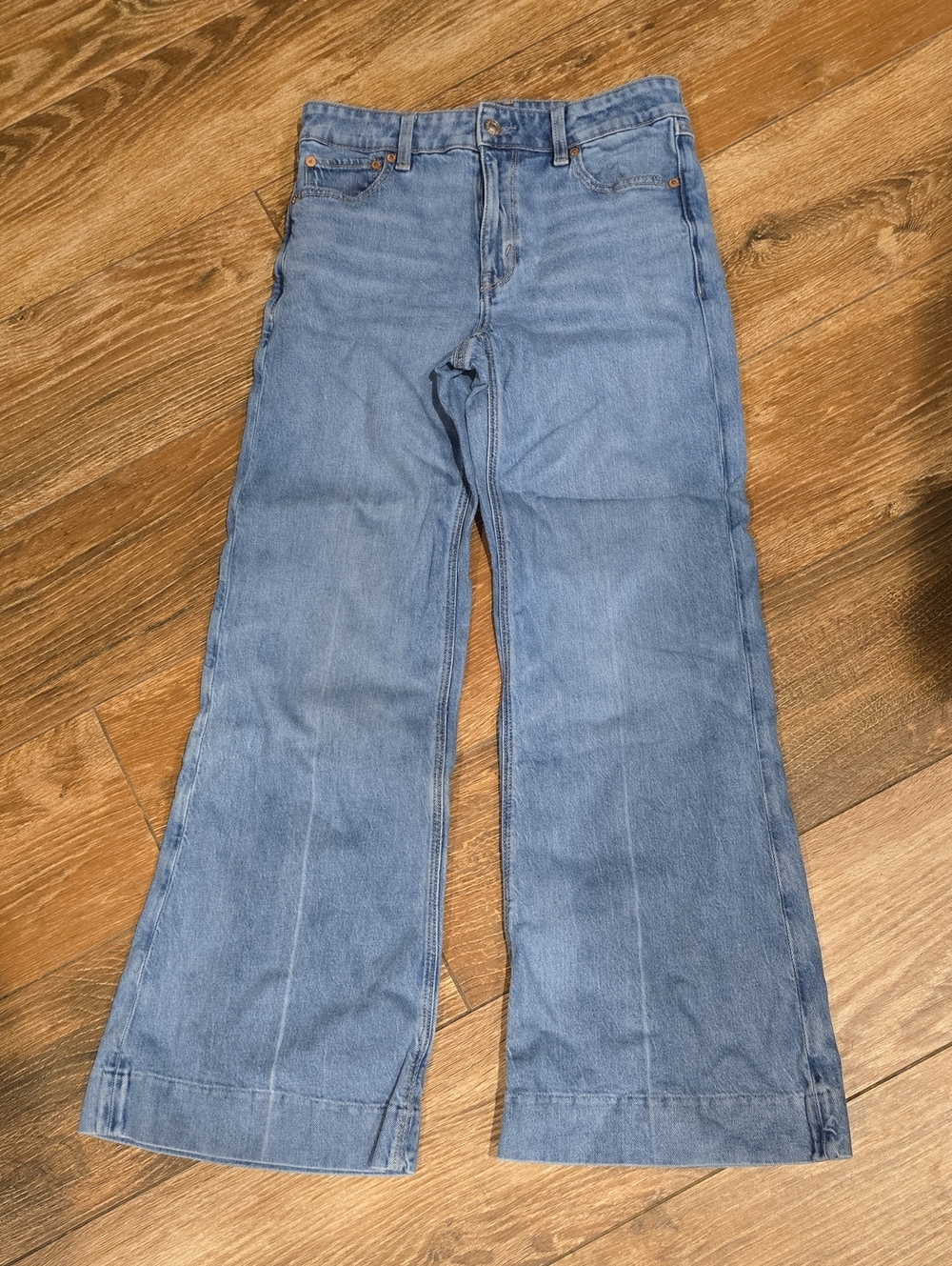 American Eagle Outfitters Wide-Leg Jeans Low Rise Flare Womens 2 Reg